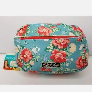 Pioneer Woman Cosmetic Bag Vintage Floral Pattern Makeup Case Purse 2 Zippers